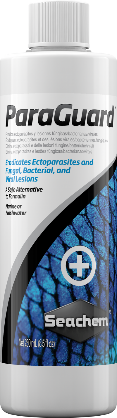 Seachem ParaGuard 250 mL bottle, parasite and fungus treatment for fresh and saltwater fish