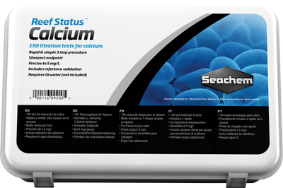 Seachem Reef Status Calcium test kit box, 150 titration tests for reef aquarium calcium