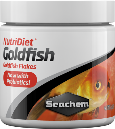 Seachem NutriDiet Goldfish Flakes probiotic fish food container