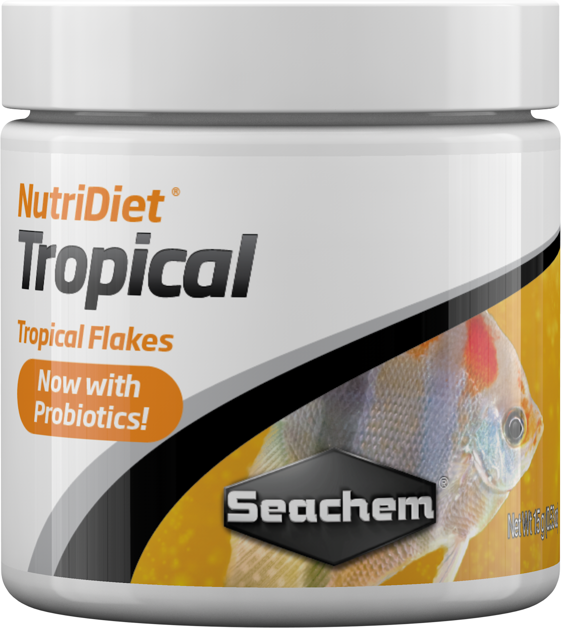 Seachem NutriDiet Tropical Flakes probiotic fish food container