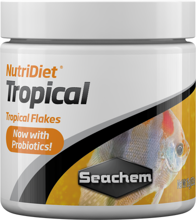 Seachem NutriDiet Tropical Flakes probiotic fish food container