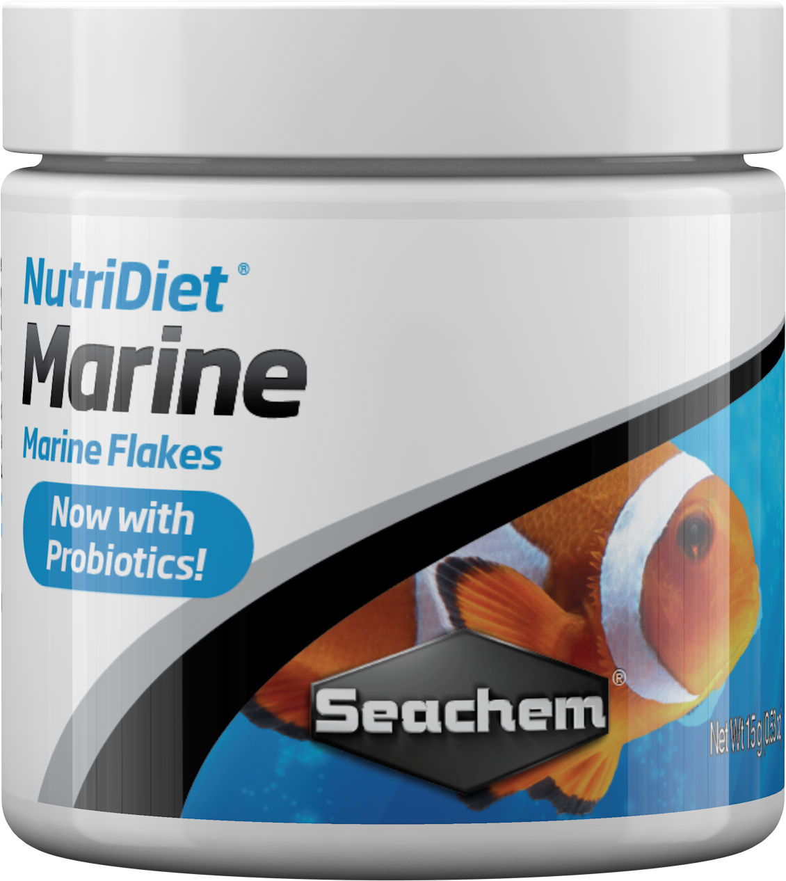Seachem NutriDiet Marine Flakes probiotic saltwater fish food container