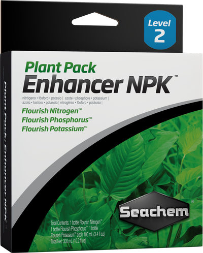Seachem Plant Pack Level 2 Enhancer NPK box with Flourish Nitrogen, Flourish Phosphorus, and Flourish Potassium