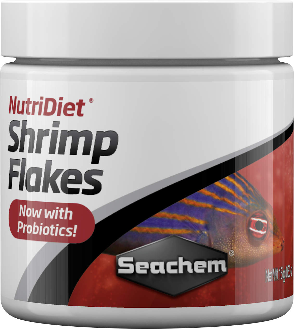 Seachem NutriDiet Shrimp Flakes probiotic fish food 15g container