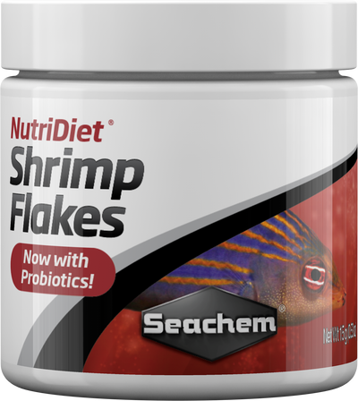 Seachem NutriDiet Shrimp Flakes probiotic fish food 15g container