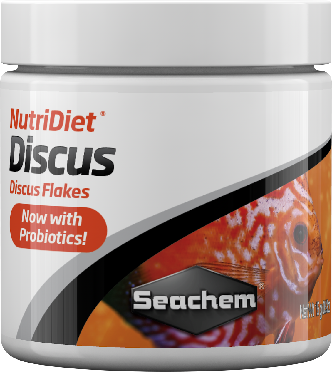 Seachem NutriDiet Discus Flakes probiotic fish food container