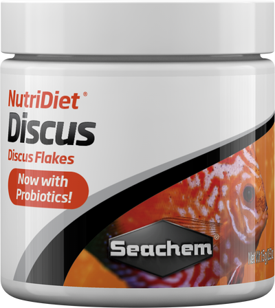 Seachem NutriDiet Discus Flakes probiotic fish food container