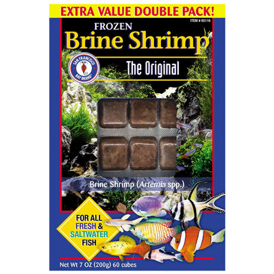 San Francisco Bay Brand Frozen Brine Shrimp value pack, 7 oz 200g 60-cube box of adult Artemia for freshwater and saltwater fish