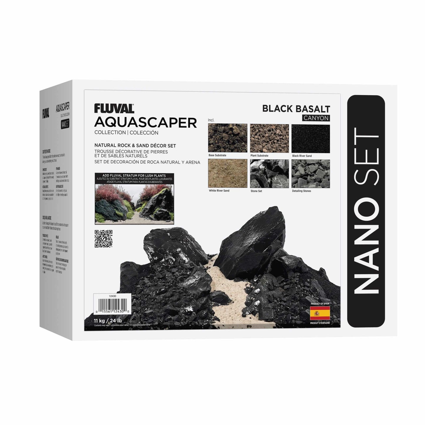 Fluval Black Basalt Canyon Aquascaper Decor Set, Nano 24 lb packaging