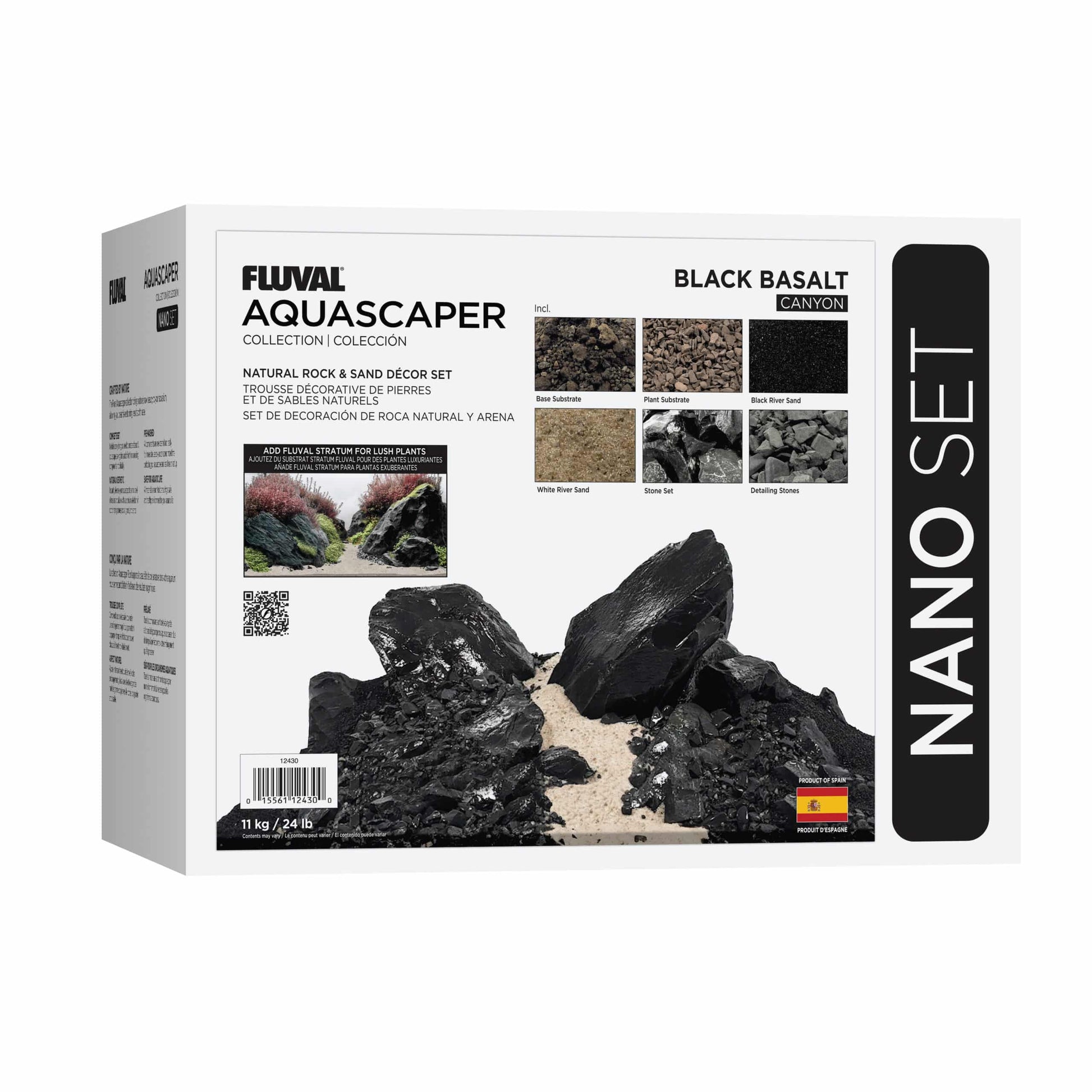 Fluval Black Basalt Canyon Aquascaper Decor Set, Nano 24 lb packaging