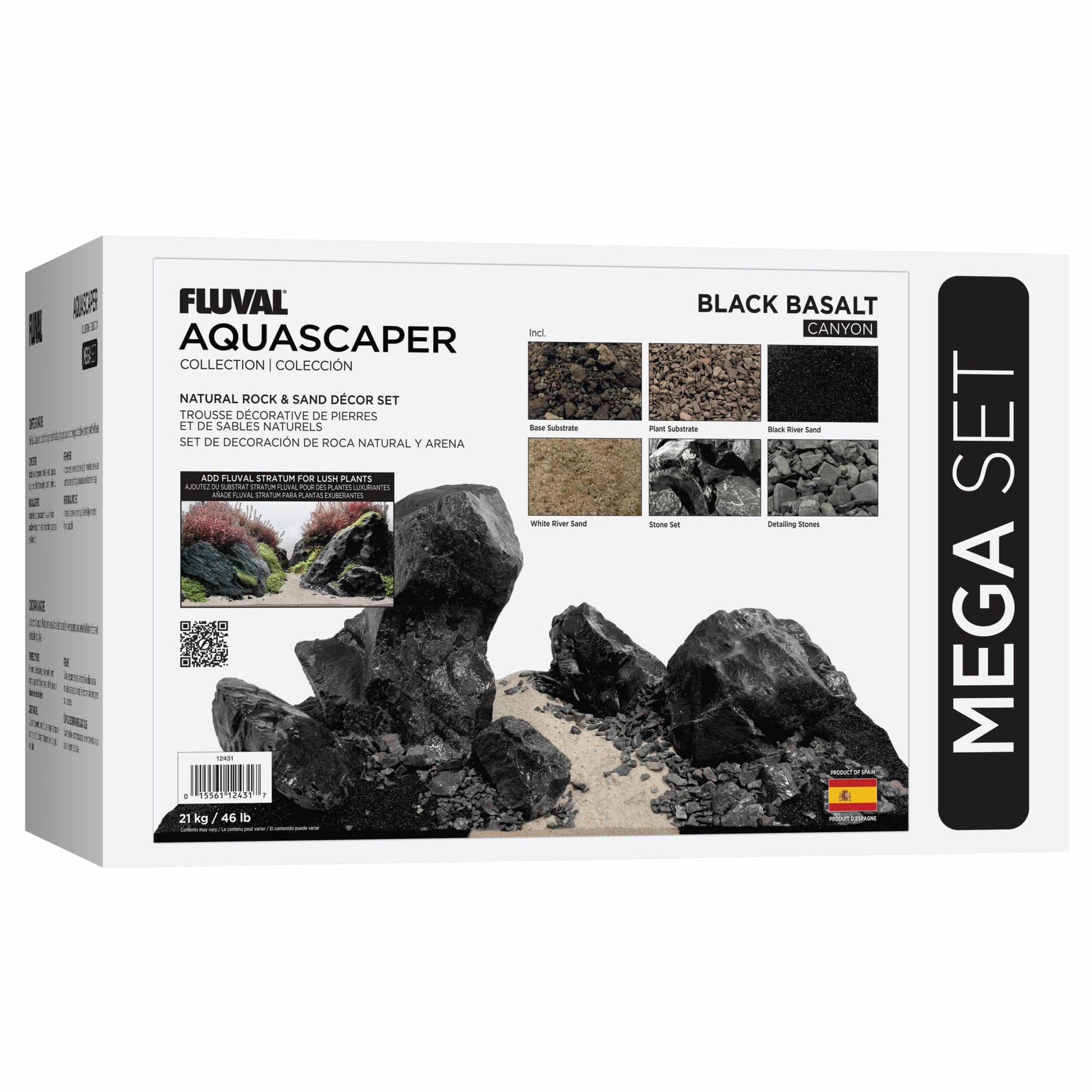 Fluval Black Basalt Canyon Aquascaper Decor Set, Mega 46 lb packaging