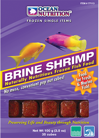 Ocean Nutrition Frozen Brine Shrimp box, frozen cube fish food for freshwater and marine fish, 3.5 oz