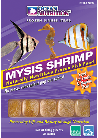 Ocean Nutrition Frozen Mysis Shrimp box, frozen cube fish food for freshwater and marine fish, 3.5 oz
