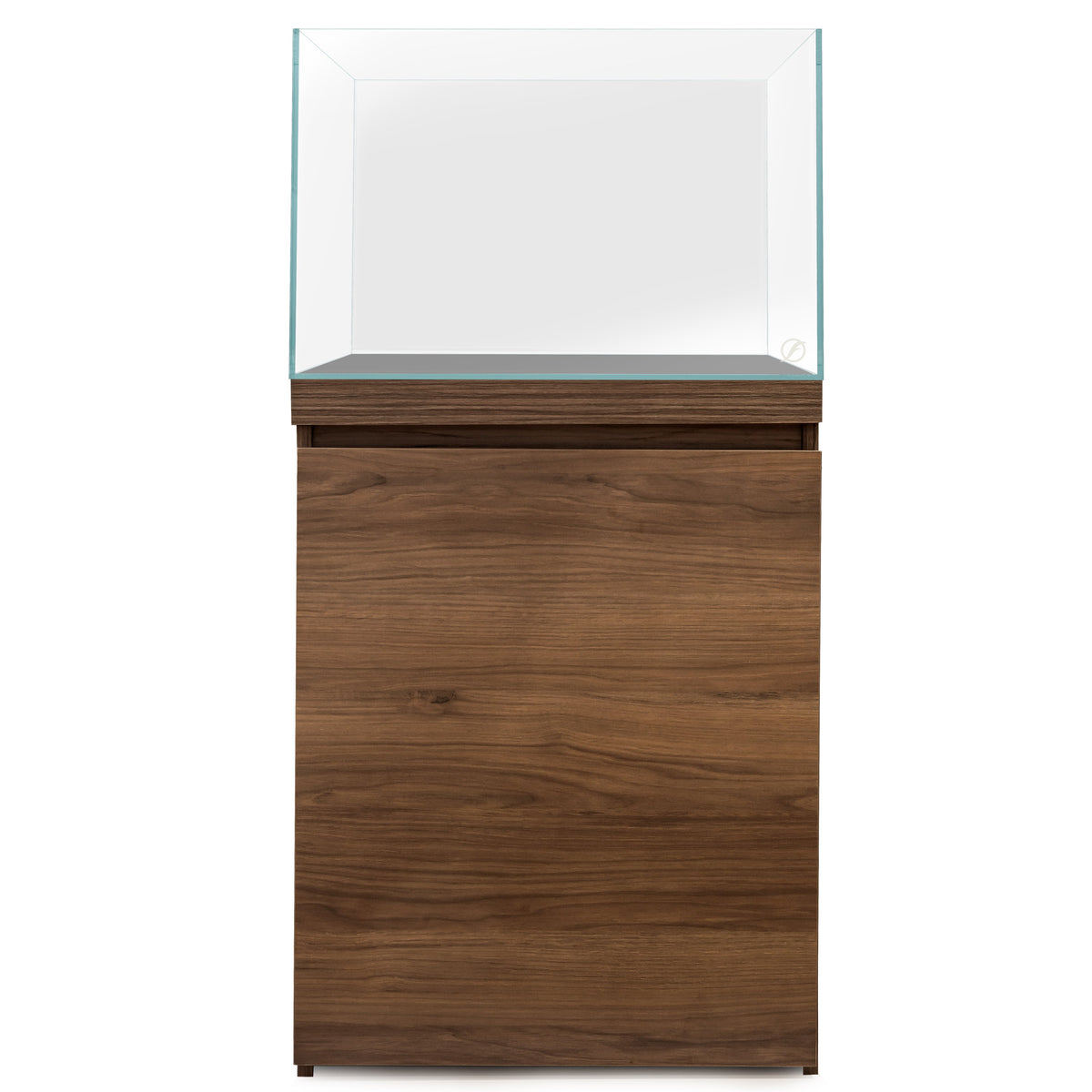Walnut 60P cabinet with an empty Visi-White 60P aquarium on top, aquarium sold separately