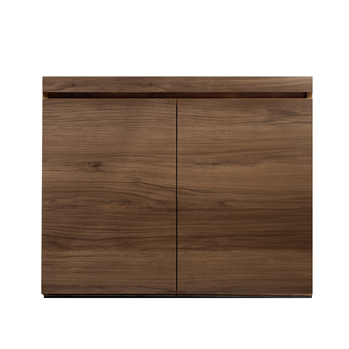 Fluval Visi-White 90P Aquascape Cabinet in walnut, two handleless soft close doors