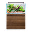 Walnut 90P cabinet shown with an aquascaped Visi-White 90P aquarium and light, both sold separately