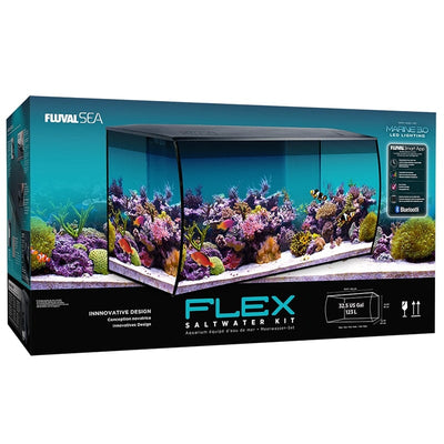Fluval Sea Flex Saltwater Kit retail box, 32.5 gallon reef aquarium with Marine 3.0 LED