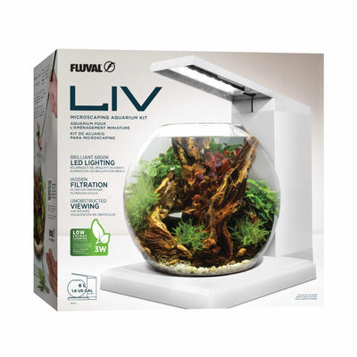 Fluval Liv Microscaping Aquarium Kit retail box, white 1.6 gallon round bowl nano aquarium
