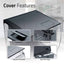 Fluval Flex 2.0 cover features panel showing the feeding port, power cord channel, integrated cover risers, and rear cover hinges