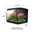 Fluval Flex 2.0 9 gallon dimensions diagram, 14 by 13 by 13 inches, 9 US gallon max volume and 7.5 gallon swim volume