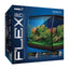 Fluval Flex 2.0 15 gallon aquarium kit retail box showing the planted curved-front tank, integrated filtration, and RGB plus white LED with remote