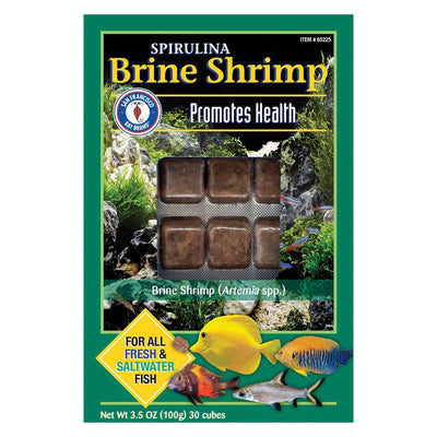 San Francisco Bay Brand Spirulina Brine Shrimp 3.5 oz box, 30 cubes of Artemia gut-loaded with spirulina for freshwater and saltwater fish