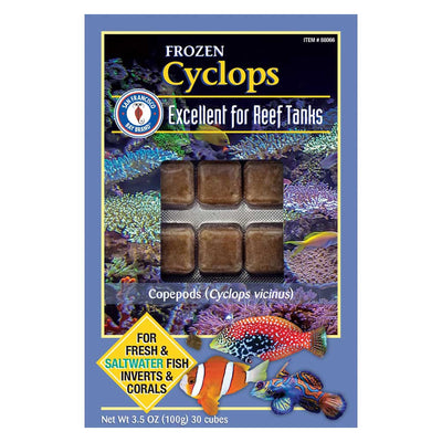 San Francisco Bay Brand Frozen Cyclops copepods, 3.5 oz 30-cube pack for reef, coral, and fry feeding