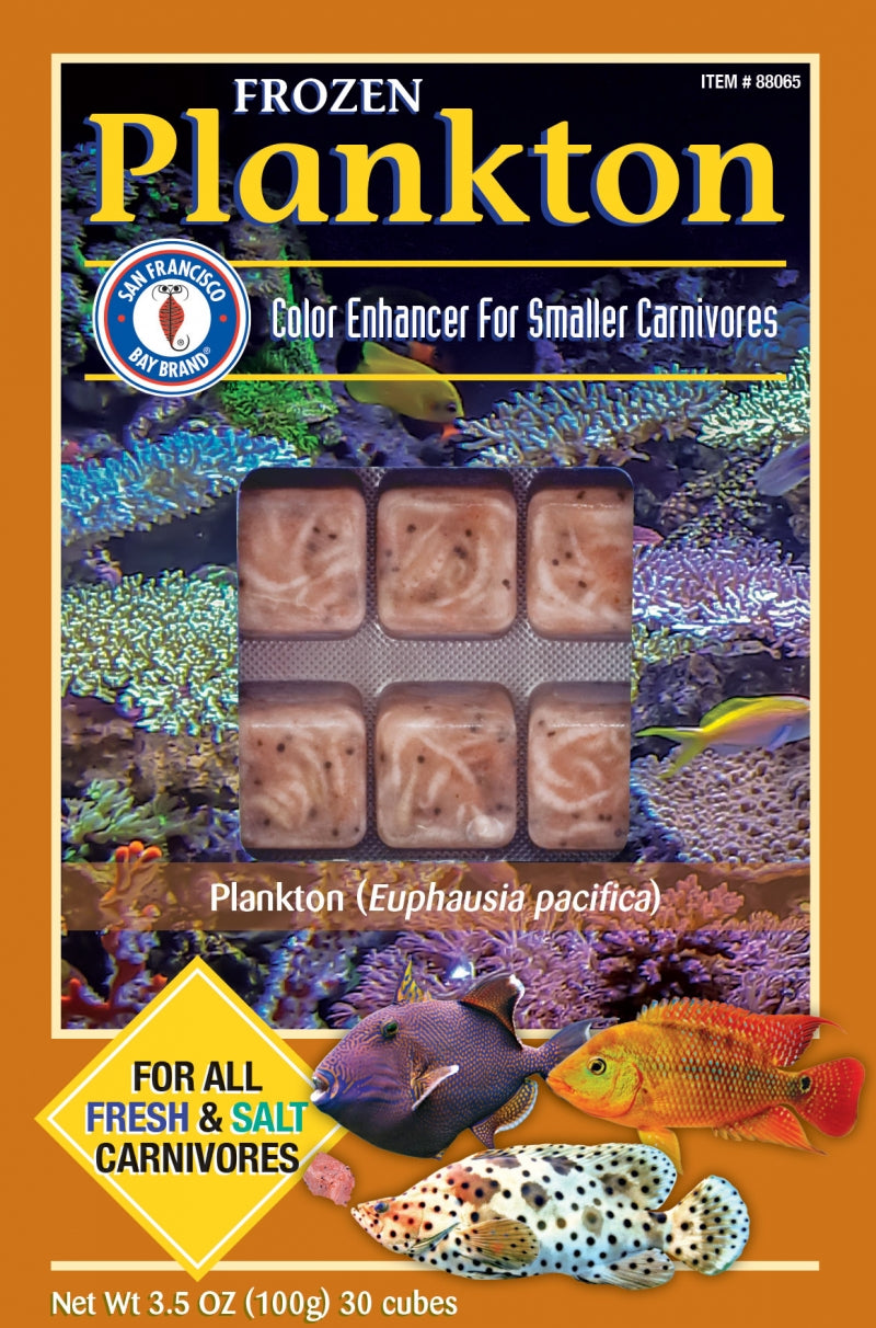SFBB Frozen Plankton box, 30 frozen krill cubes to enhance color in fresh and saltwater fish, 3.5 oz
