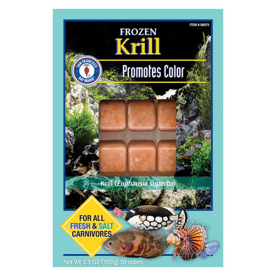 San Francisco Bay Brand Krill 3.5 oz box, 30 cubes of whole Antarctic krill Euphausia superba for freshwater and saltwater carnivores