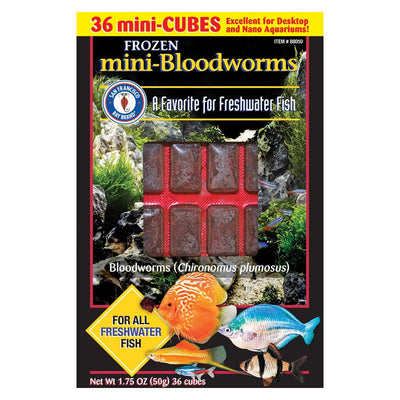 SFBB Frozen Mini-Bloodworms box, 36 frozen bloodworm mini-cubes for freshwater and nano aquariums, 1.75 oz