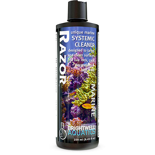 Brightwell Razor Marine 250 ml systemic cleaner bottle for saltwater aquariums