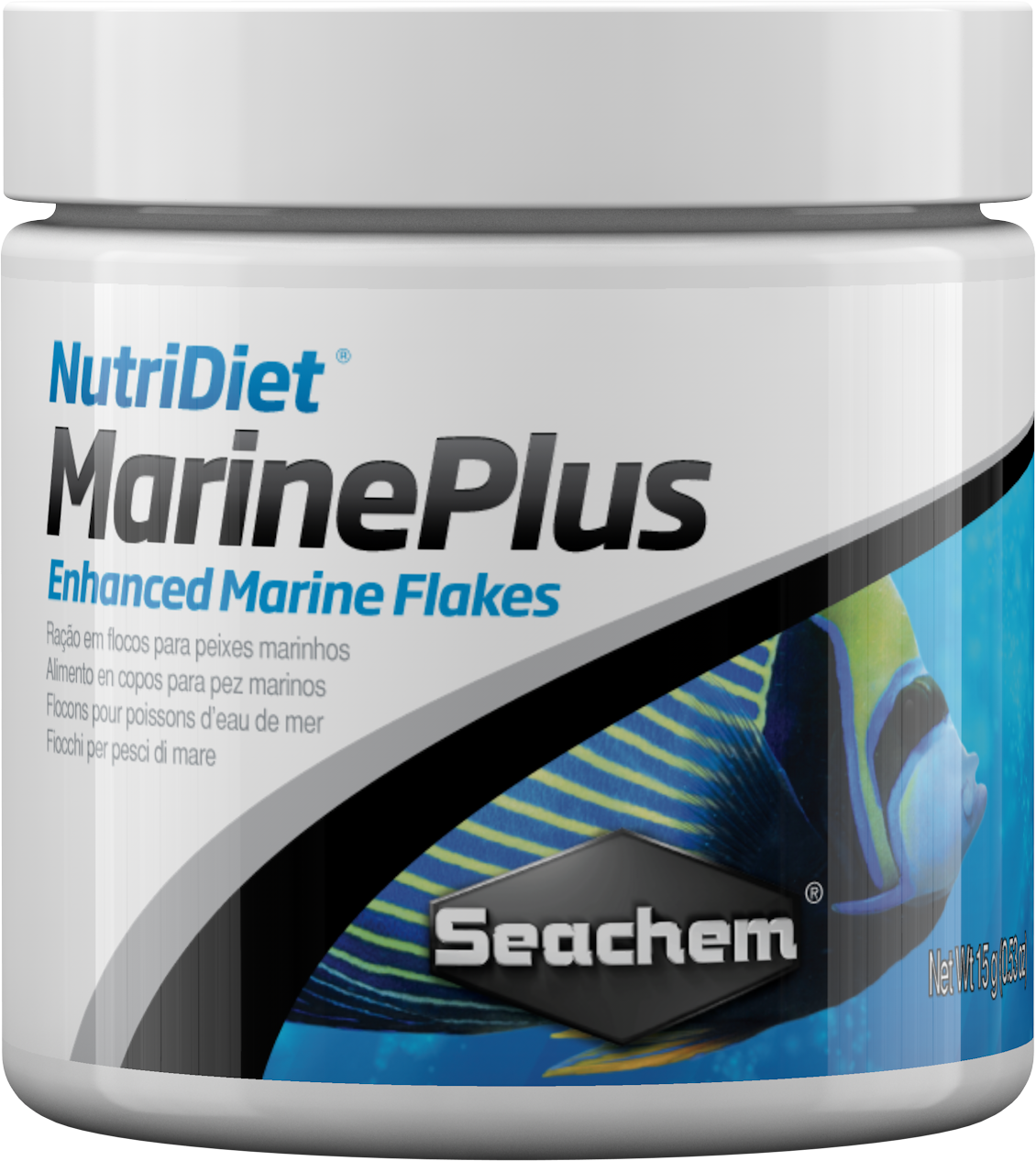 Seachem NutriDiet Marine Plus Flakes probiotic marine fish food container