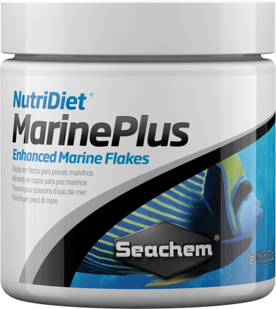 Seachem NutriDiet Marine Plus Flakes probiotic marine fish food container