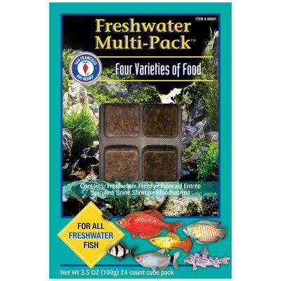 San Francisco Bay Brand Freshwater Multi-Pack frozen food, 3.5 oz 24-cube pack with four varieties for freshwater community fish
