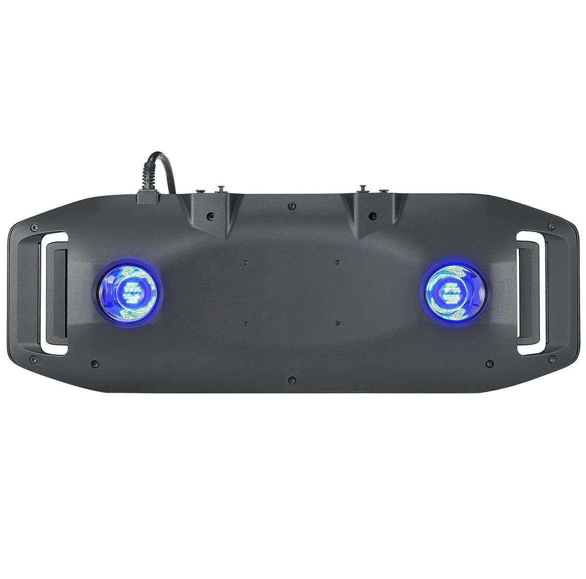 Kessil AP9X reef light top view showing dual Dense Matrix LED arrays lit blue