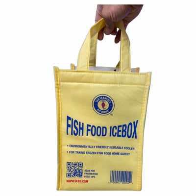 SFBB Fish Food Icebox - yellow San Francisco Bay Brand reusable insulated chiller bag for transporting frozen aquarium food