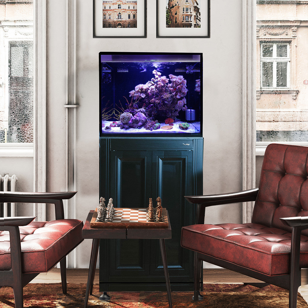 Innovative Marine Fusion Pro 2 40 AIO aquarium on black APS aluminum stand