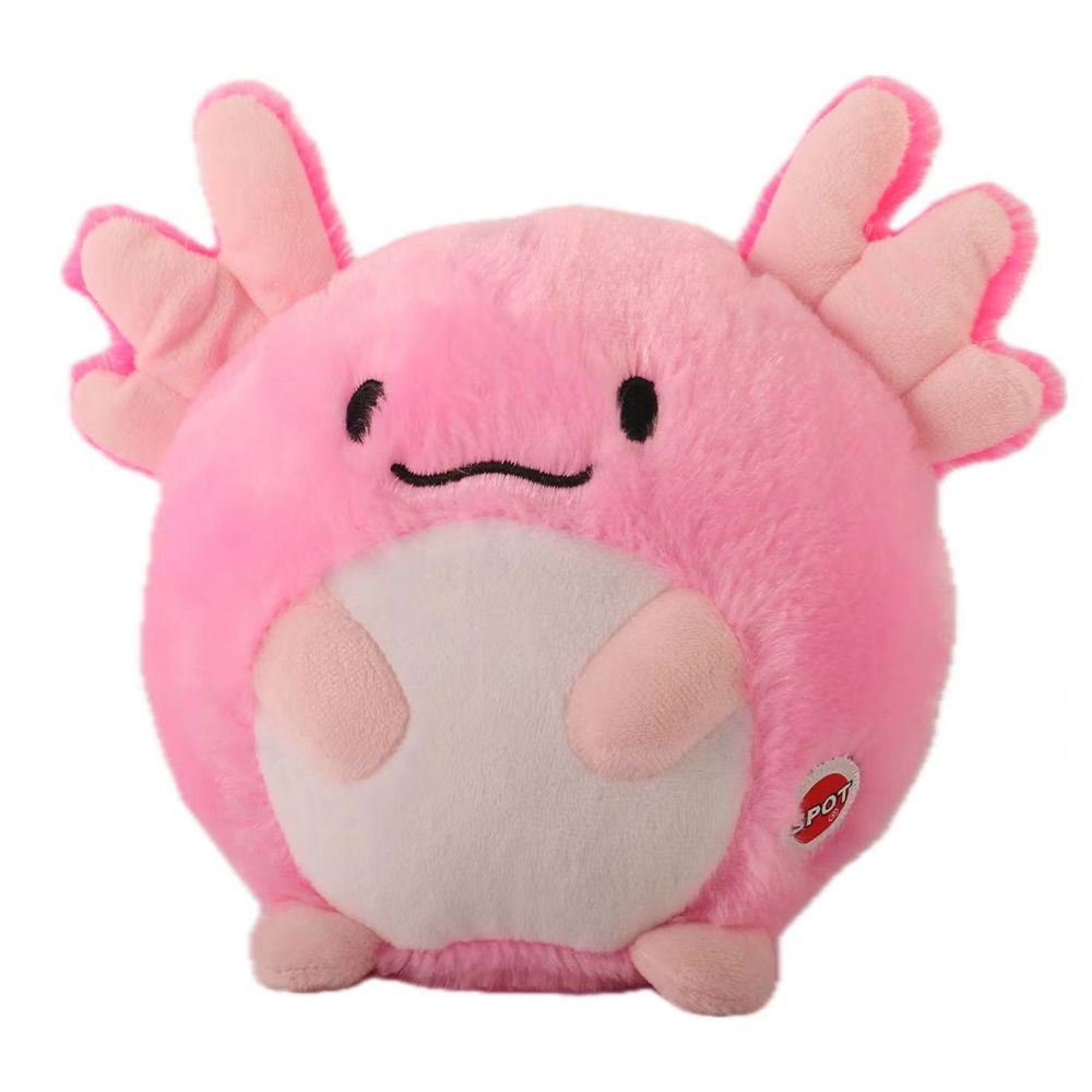 Spot Axolotl Butterball 7 inch plush dog toy in pink with embroidered face and cream belly