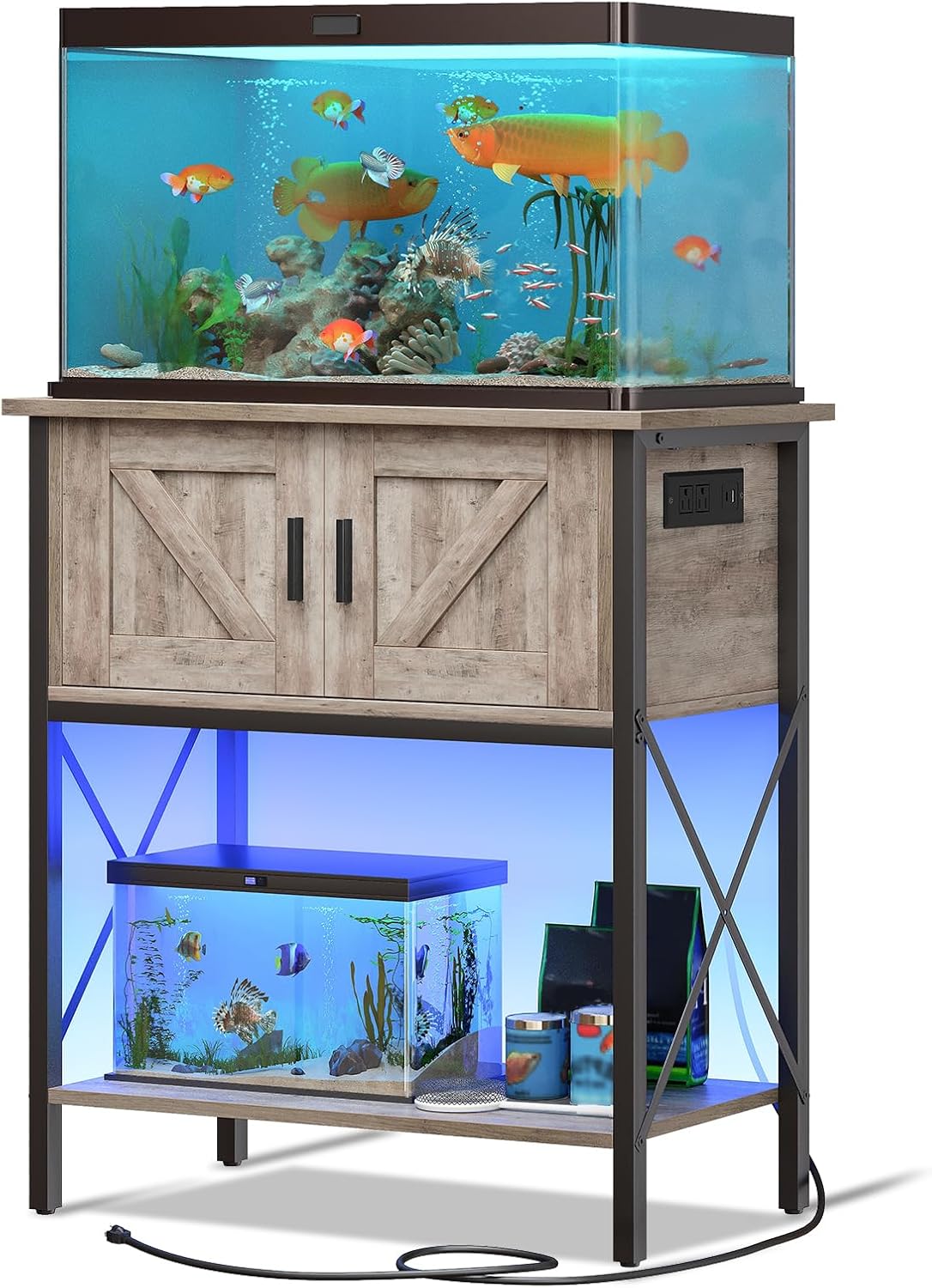Squeaky's Aquatics 20 gallon aquarium stand, Greige and Black