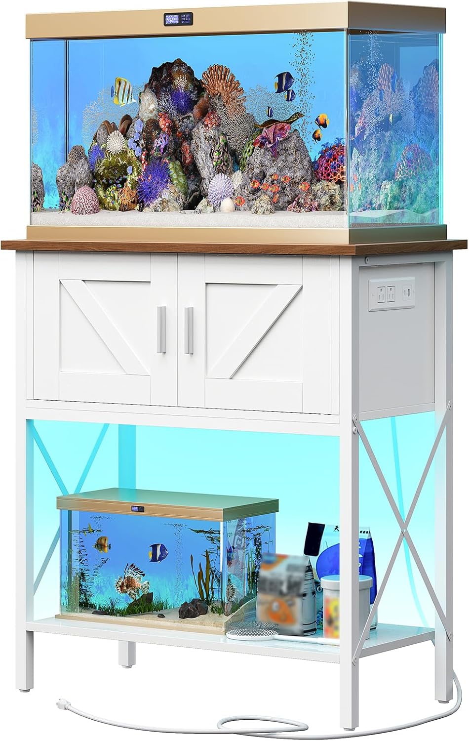 Squeaky's Aquatics 20 gallon aquarium stand, White and Walnut