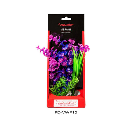 Aquatop Vibrant Wild Purpleberry 10 inch artificial aquarium plant in its package