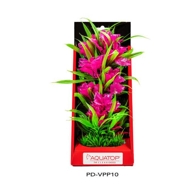 Aquatop Vibrant Passion Pink 10 inch artificial aquarium plant in its package