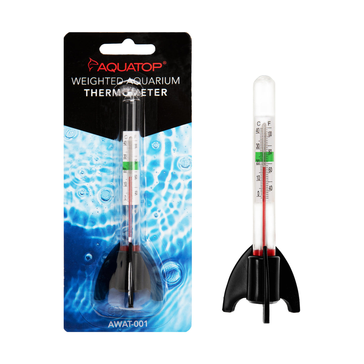 Aquatop AWAT-001 weighted glass aquarium thermometer with claw base