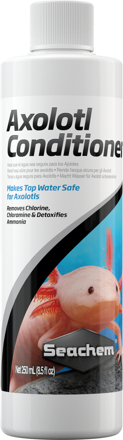 Seachem Axolotl Conditioner 250 mL bottle, dechlorinator that detoxifies ammonia for axolotls