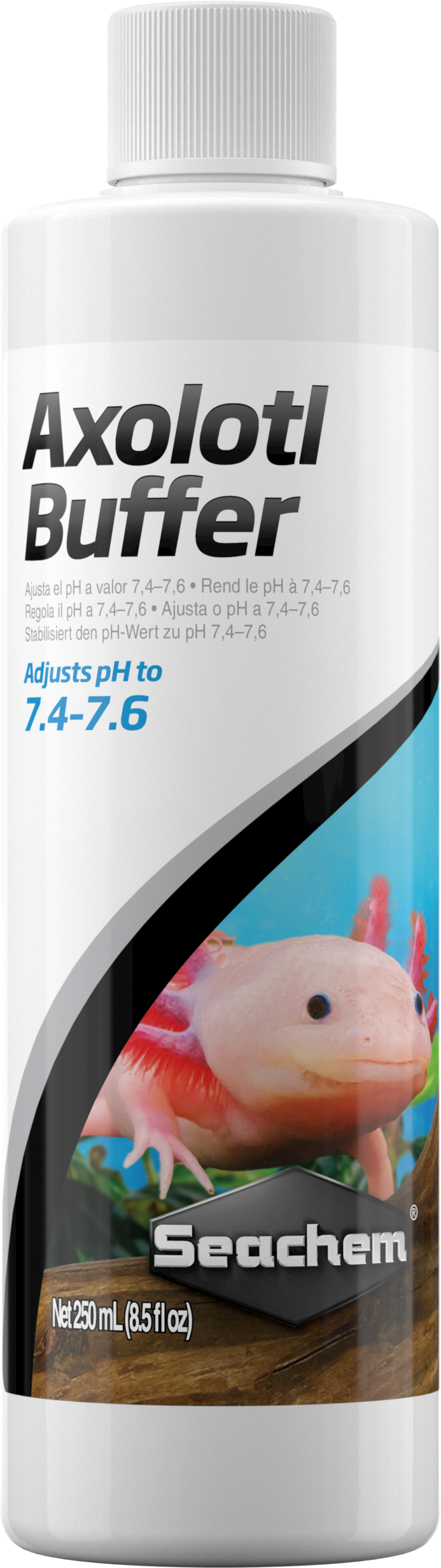 Seachem Axolotl Buffer 250 mL bottle, pH buffer that holds axolotl water at 7.4 to 7.6