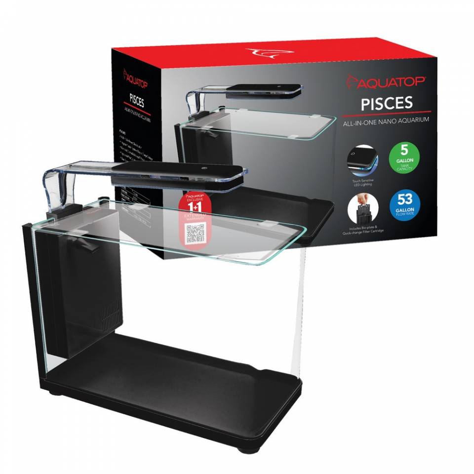 Aquatop Pisces PCS-5GB 5 gallon bullet nano aquarium kit with box