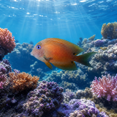Bristletooth Two Spot Tang (Ctenochaetus binotatus) reef fish with blue-white speckling and twin dark tail spots