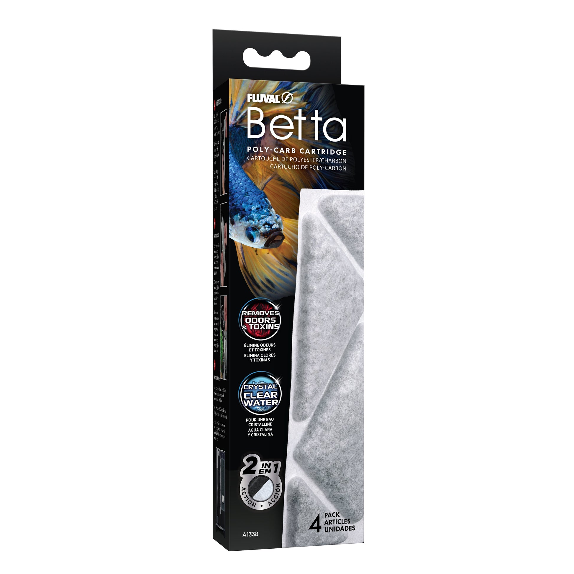 Fluval Betta Poly-Carb Cartridge 4-pack retail packaging