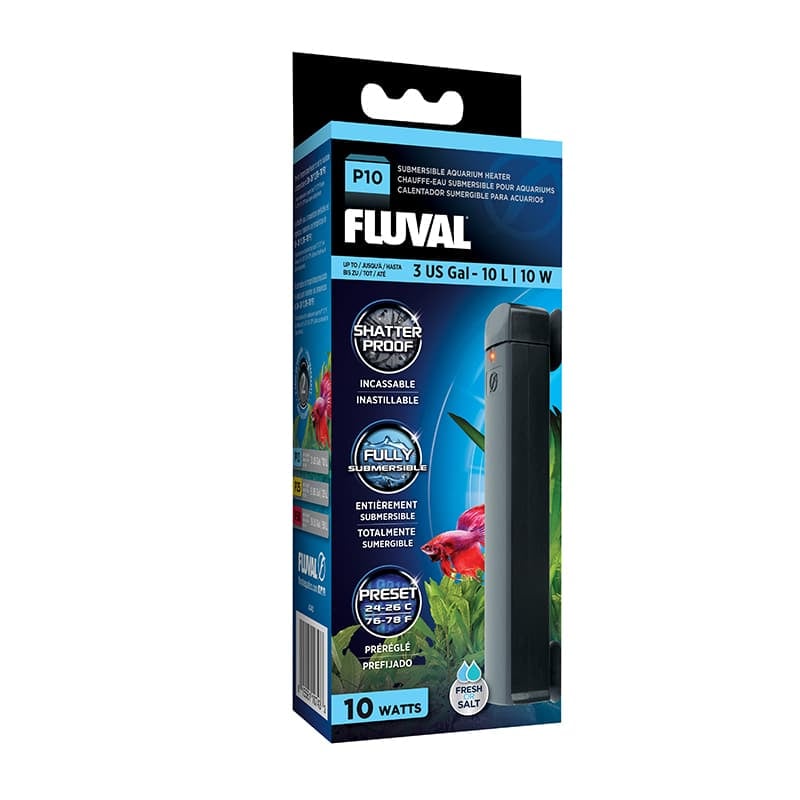 Fluval P10 preset nano aquarium heater retail box, up to 3 US gallons, 10 watts