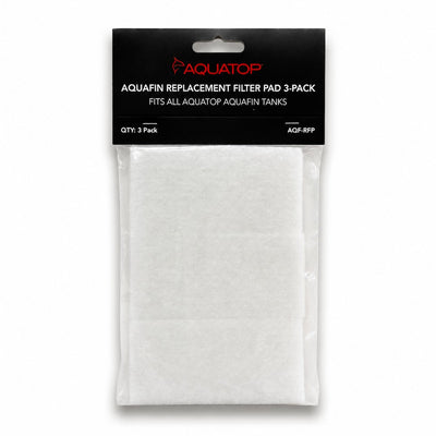 Aquatop AquaFin replacement filter pad 3-pack, retail pack front showing the white polyester floss pads